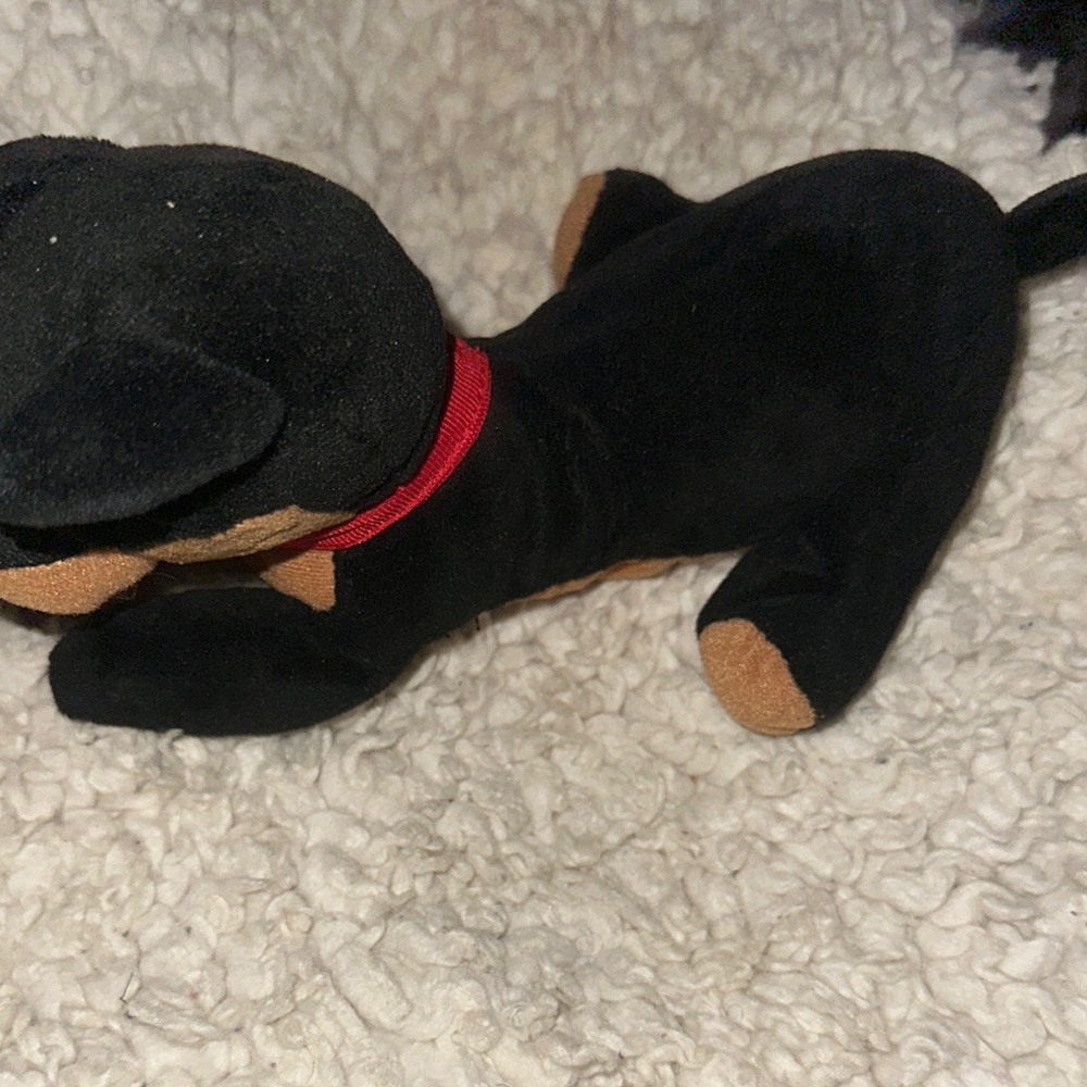 Kids. Collectible. Peek A Boo Black and Brown Plush Dog Toy.